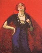 kees van dongen portrait of guus on a red ground oil on canvas